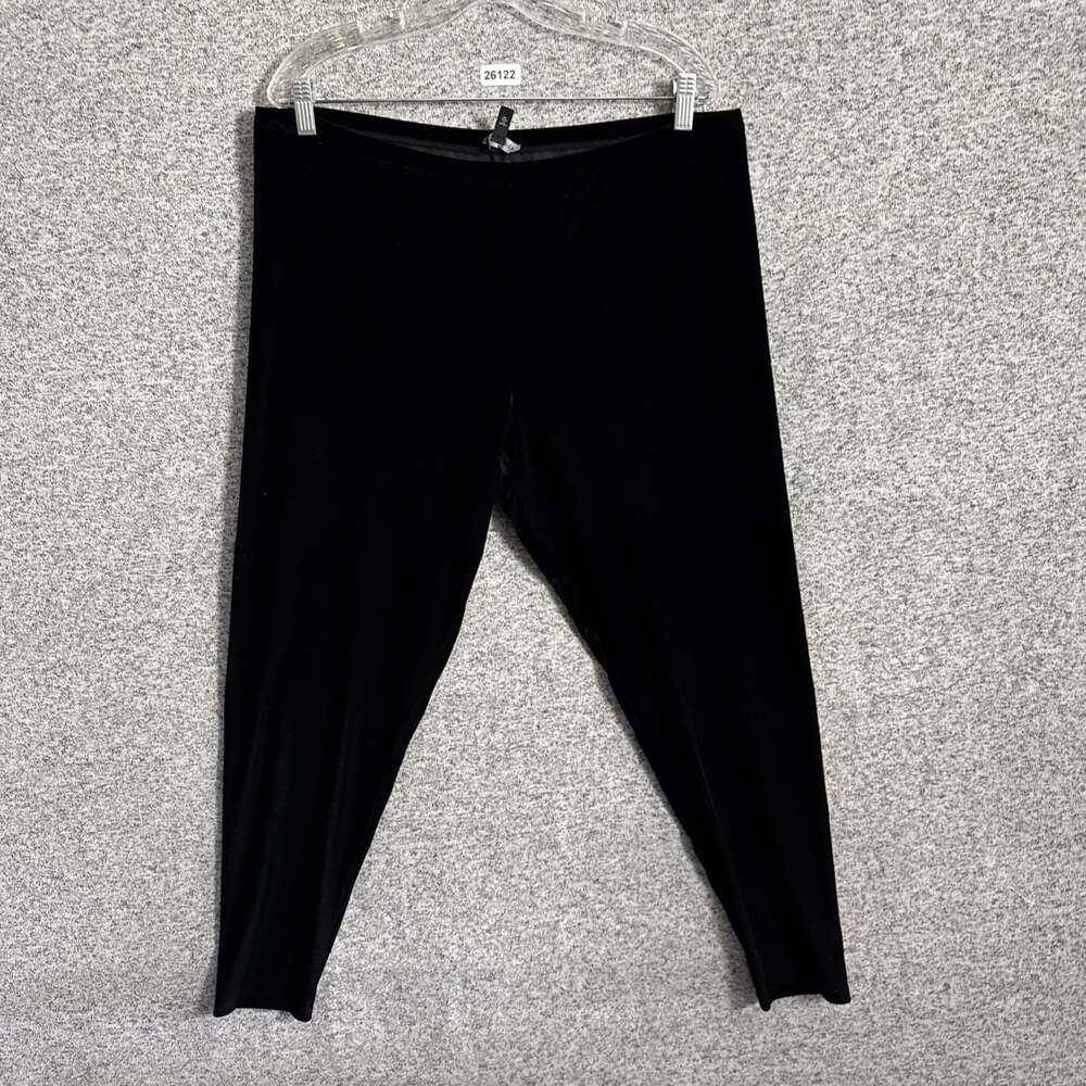 Eileen Fisher Women's XL Black Velvet Pull On Skinny Ankle Pants Elastic Waist